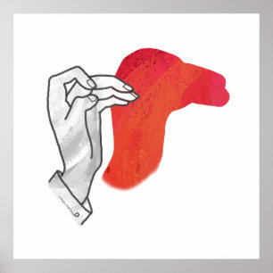 Pôster Silhouette Camel Vermelho Mão