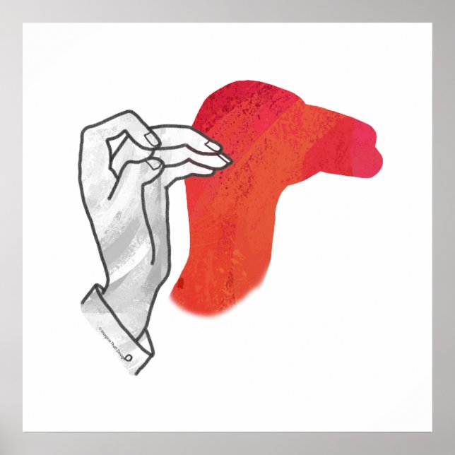 Pôster Silhouette Camel Vermelho Mão (Frente)