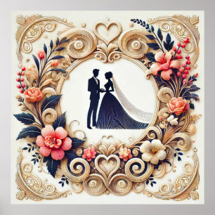 Poster Silhouette Casado Elegante