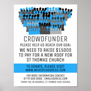 Poster Silhouette Crowd Design, Crowdfunder, Crowdfunding