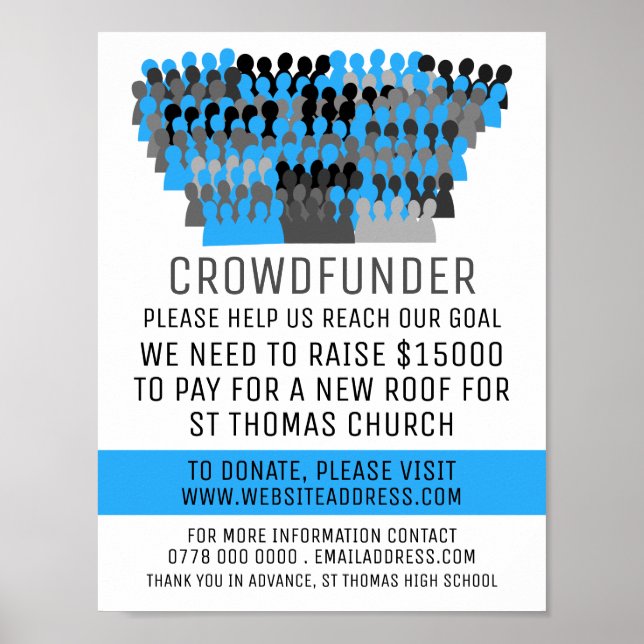 Poster Silhouette Crowd Design, Crowdfunder, Crowdfunding (Frente)