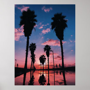 Poster Silhouette de árvore sob céu nublado