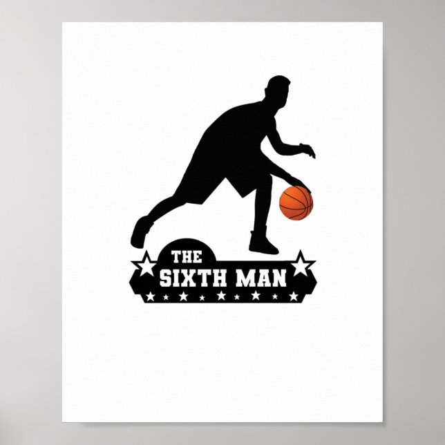 Poster Silhouette de Basquete do Sexto Homem (Frente)