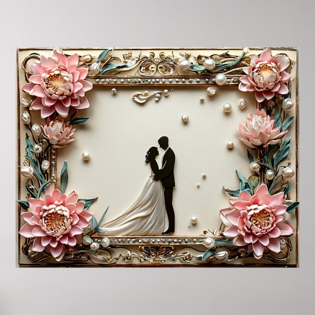 Poster Silhouette de Casamento Elegante (Frente)