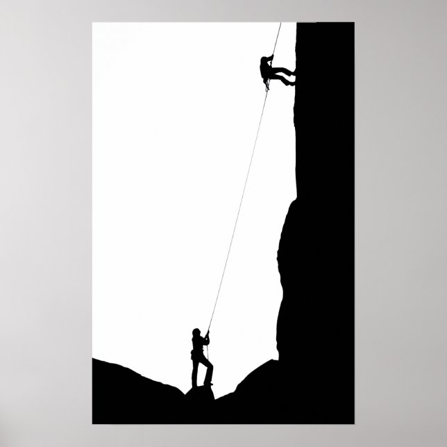 Poster Silhouette de Escalada Simples em Black Rock (Frente)