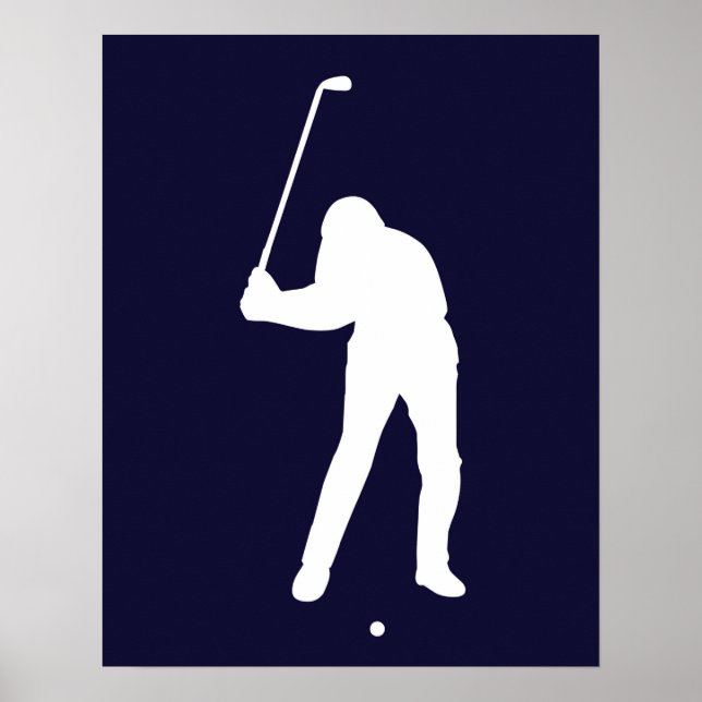 Poster Silhouette de golfista prestes a bater no impressã (Frente)