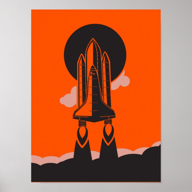 Poster Silhouette de Lançamento de Ônibus Espacial (Frente)