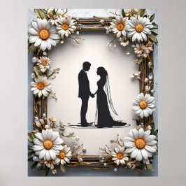 Poster Silhouette do Casal de Casamento