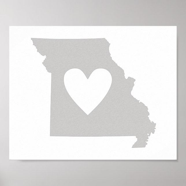 Poster Silhouette do estado de Heart Missouri (Frente)
