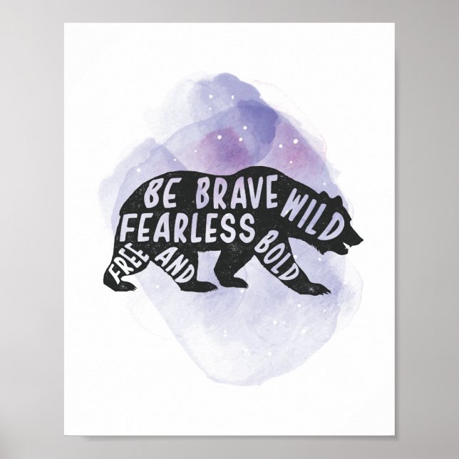 Poster Silhouette do Urso de Florestas Montanhosas (Frente)