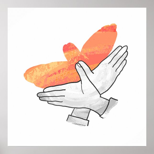 Pôster Silhouette Eagle Orange à Mão (Frente)