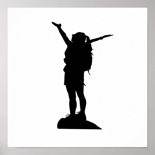 Poster Silhouette, menina das montanhas subindo (Frente)
