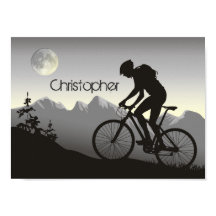 Silhouette Mountain Biker e Lua personalizadas