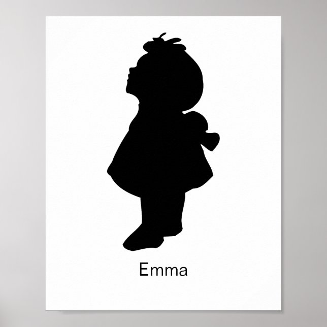 Poster Silhouette PERSONALIZADA, Presente de Dia de as mã (Frente)