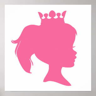 Poster Silhouette Princesa Rosa T-shirts e presentes