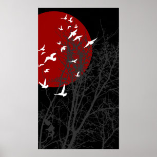 Pôster silhouscreen pássaros