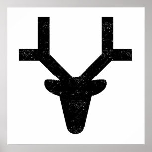 Poster Silhueta afligida da cabeça dos cervos