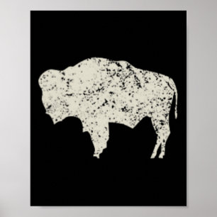 Poster Silhueta Amor de Búfalo Vintage Americano Homens M