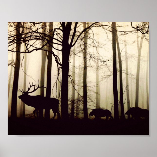 Pôster Silhueta atordoante, javalis selvagens após (Frente)