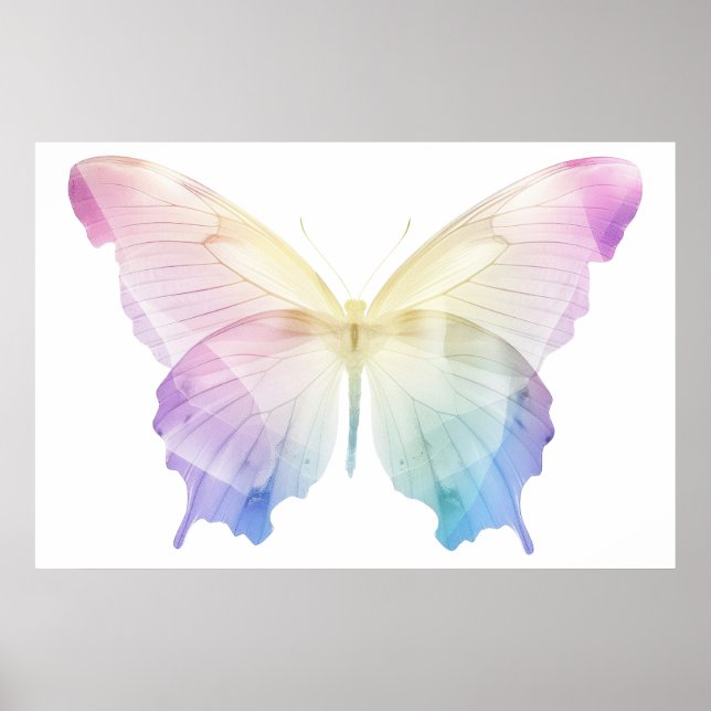 Poster Silhueta borboleta em cores (Frente)