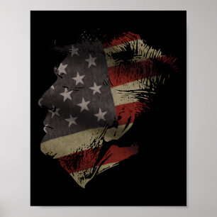 Poster Silhueta da Bandeira Americana do Presidente Donal