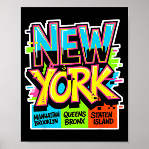 Poster silhueta da cidade de Nova York bronx queens manha