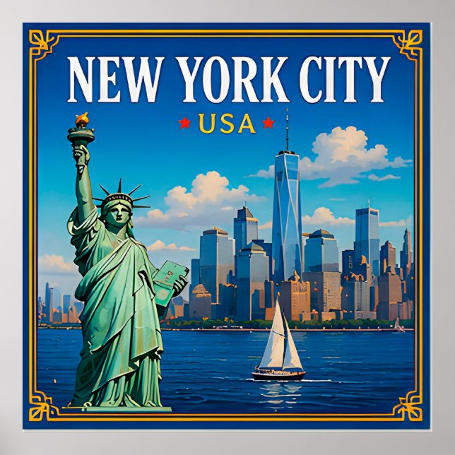 Poster 🗽 Silhueta da Cidade de Nova York Memória de Manh (Frente)
