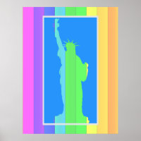 Silhueta da Estátua da Liberdade Listras Coloridas