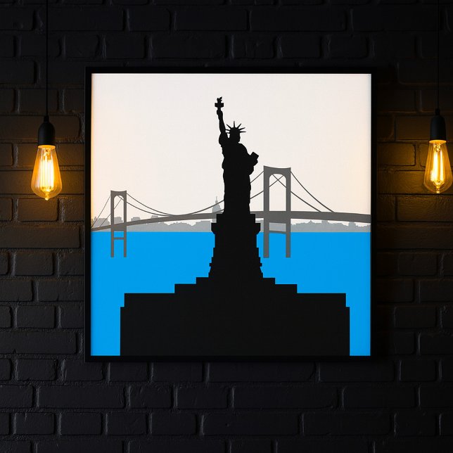 Poster Silhueta da Estátua da Liberdade Skyline de Nova Y (Criador carregado)