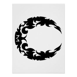 Pôster Silhueta da Lua do Crescente Negro