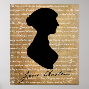 Poster Silhueta da página de Jane Austen