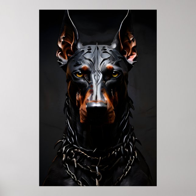 Poster Silhueta de aço doberman (Frente)