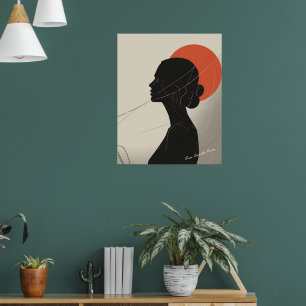 Poster Silhueta de Boho Inclusiva de Mulher com Círculo S