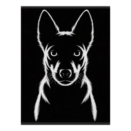 Pôster Silhueta de Cão Minimalista em Preto