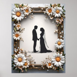 Poster Silhueta de Casal de Noivos
