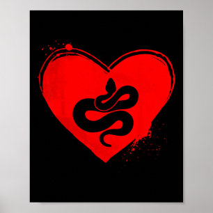 Poster Silhueta de Cobra em Forma de Coração Dia dos Namo