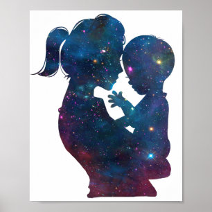 Poster Silhueta De Dias de as mães Mãe E Filho