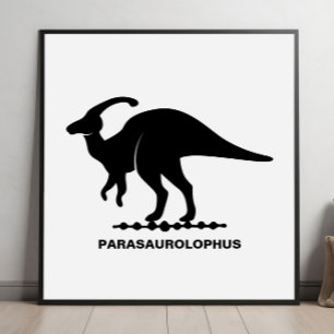 Poster Silhueta de Dinossauro Parasaurolophus