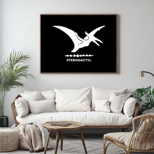 Poster Silhueta de Dinossauro Pterodáctilo