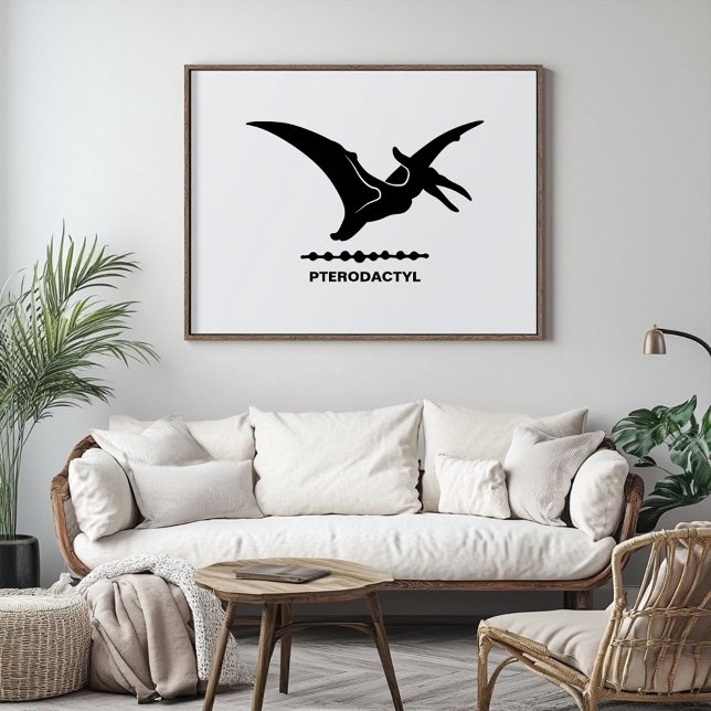 Poster Silhueta de Dinossauro Pterodáctilo (Criador carregado)