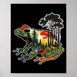 Poster Silhueta de Floresta de Sapos Arte da Natureza Vid