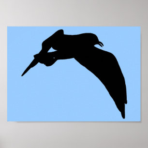 Poster Silhueta de gaivota no preto deslizando pelo céu