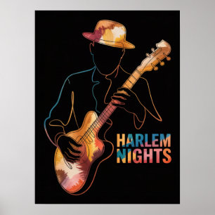 Poster silhueta de guitarra Harlem Nights