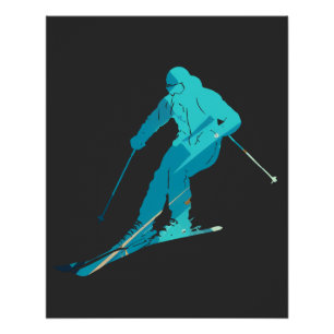 Pôster Silhueta de Ilustração Desafio do Esporte de Esqui