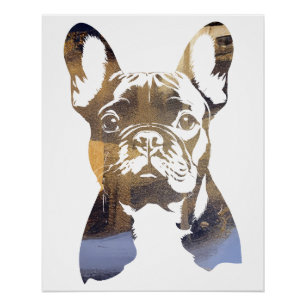 Pôster Silhueta de Ilustração Natural do Bulldog Francês