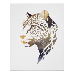 Pôster Silhueta de Ilustração Natureza de Pantera Selvage