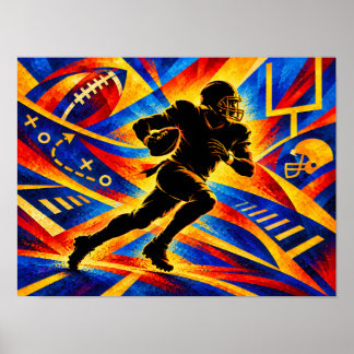 Poster Silhueta de Jogador de Futebol Americano em Ação
