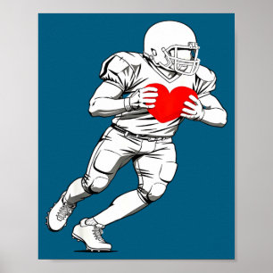 Poster Silhueta de jogador de futebol coração amor arte