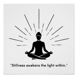Pôster Silhueta de Meditação Radiante