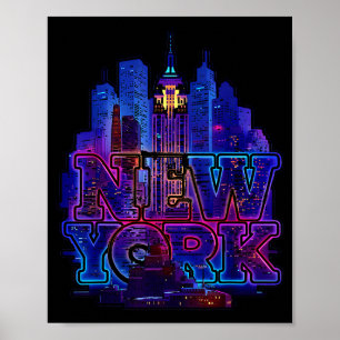 Poster silhueta de Nova York punk grunge vintage retrô